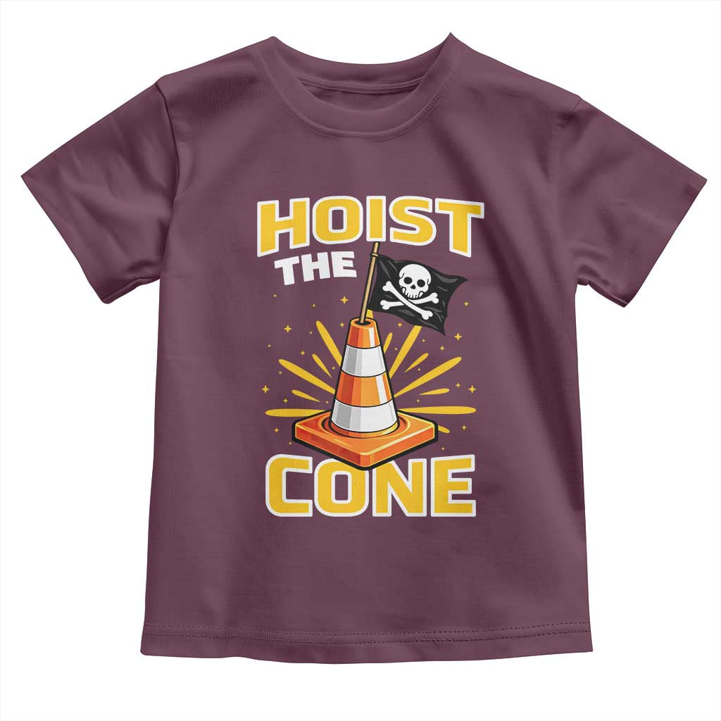 Hoist The Cone Jolly Roger Victory Toddler T Shirt Pirate Skull Baseball Sports Fan IYKYK Meme TS02 Maroon Print Your Wear