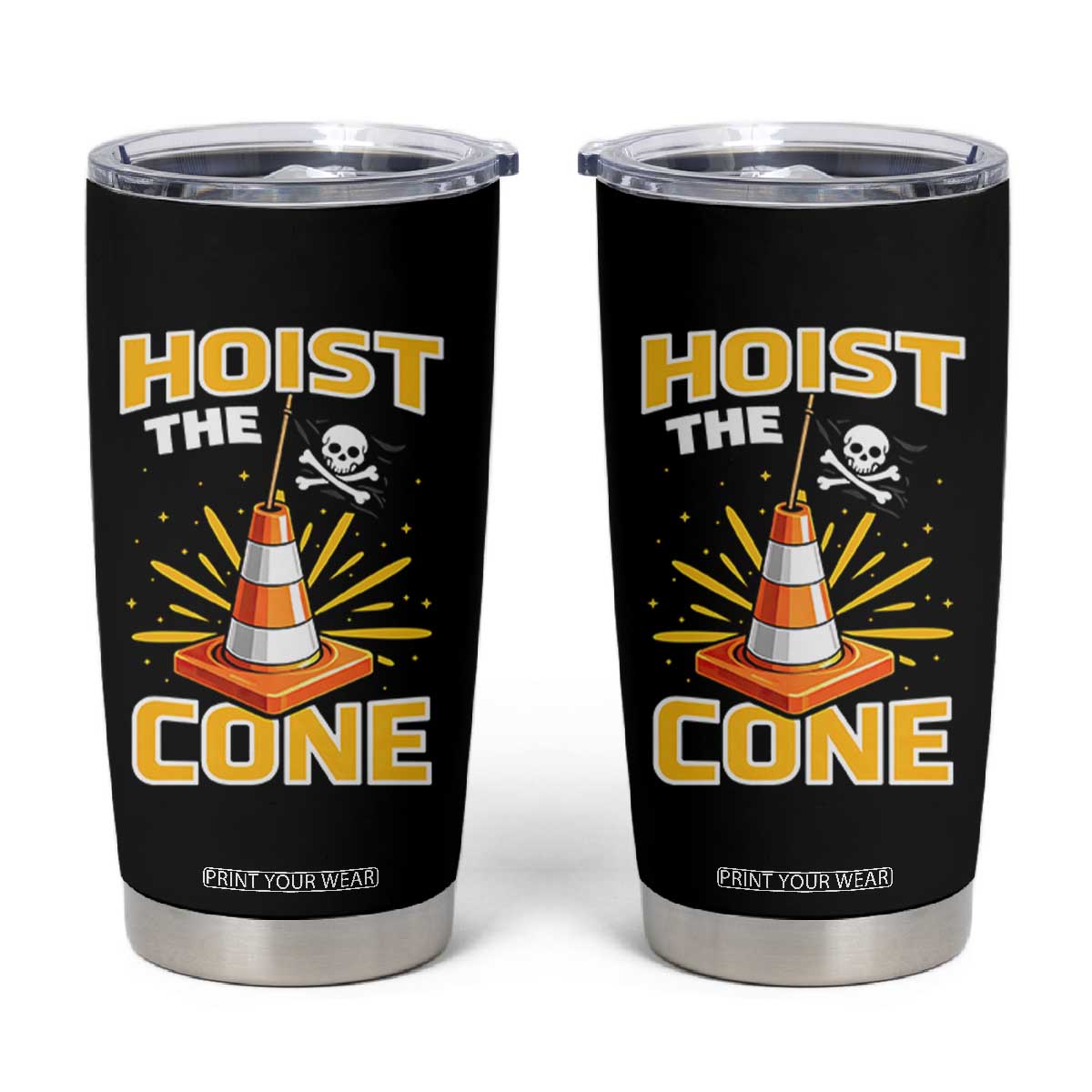Hoist The Cone Jolly Roger Victory Tumbler Cup Pirate Skull Baseball Sports Fan IYKYK Meme TS02 Black Print Your Wear