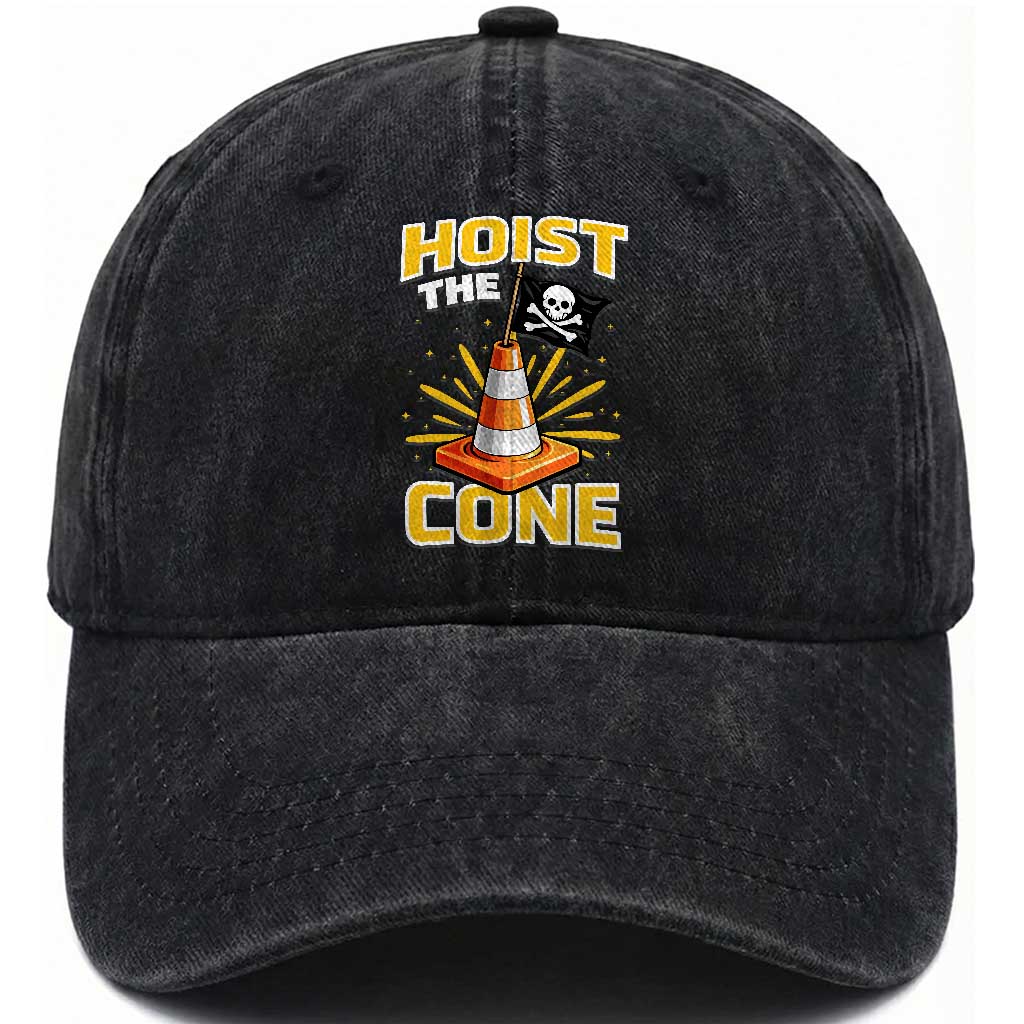 Hoist The Cone Jolly Roger Victory Washed Cotton Baseball Cap Pirate Skull Baseball Sports Fan IYKYK Meme TS02 Print Your Wear