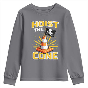 Hoist The Cone Jolly Roger Victory Youth Sweatshirt Pirate Skull Baseball Sports Fan IYKYK Meme TS02 Charcoal Print Your Wear
