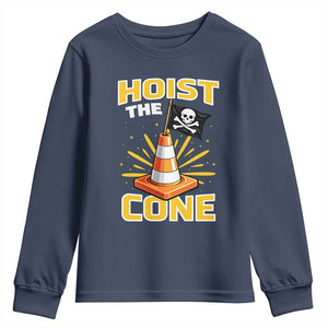 Hoist The Cone Jolly Roger Victory Youth Sweatshirt Pirate Skull Baseball Sports Fan IYKYK Meme TS02 Navy Print Your Wear