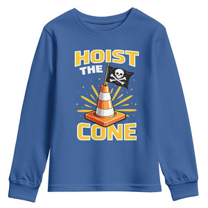 Hoist The Cone Jolly Roger Victory Youth Sweatshirt Pirate Skull Baseball Sports Fan IYKYK Meme TS02 Royal Blue Print Your Wear