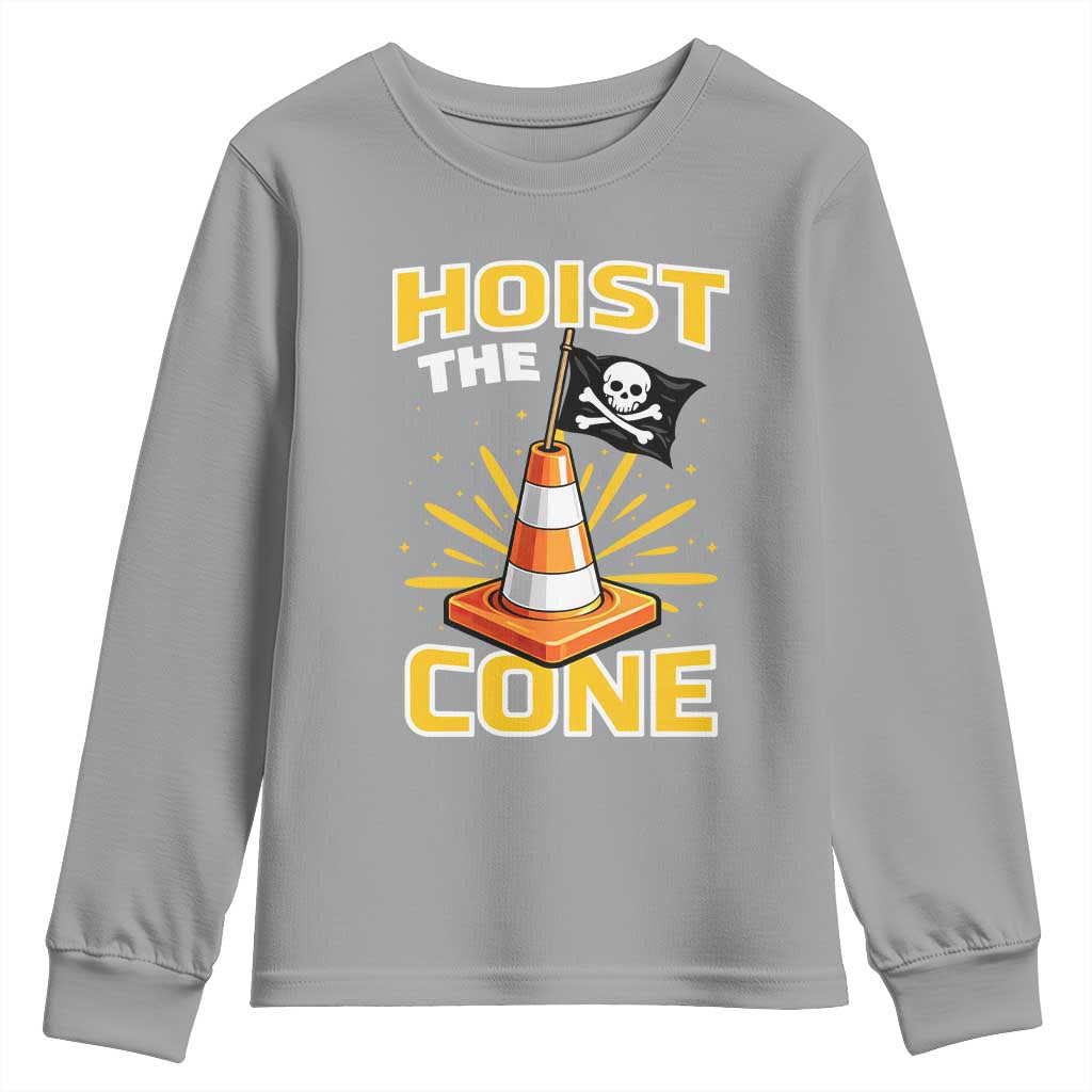Hoist The Cone Jolly Roger Victory Youth Sweatshirt Pirate Skull Baseball Sports Fan IYKYK Meme TS02 Sport Gray Print Your Wear