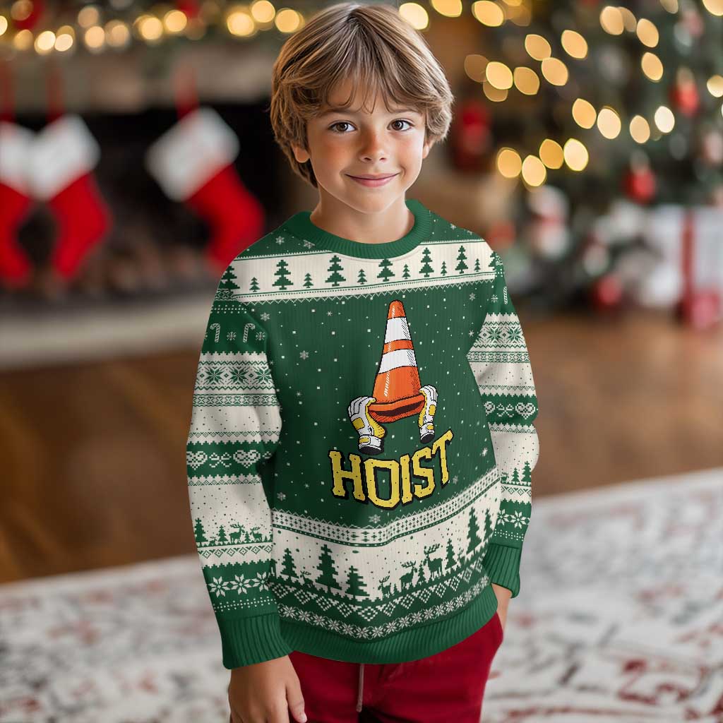 Funny Hoist The Cone Trophy Ugly Christmas Sweater IYKYK Meme Sports Fan Victory Celebration TS02 Forest Green Beige Print Your Wear
