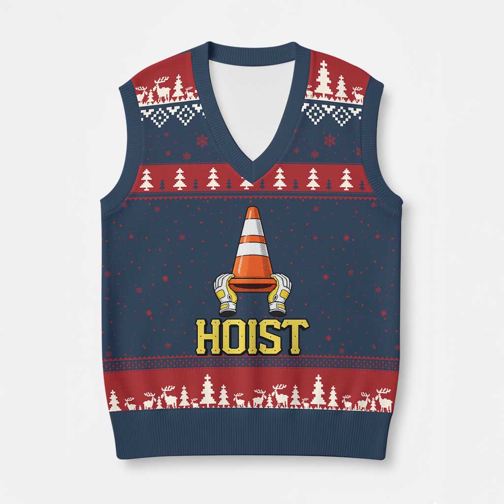 Funny Hoist The Cone Trophy V-Neck Knit Sweater Vest IYKYK Meme Sports Fan Victory Celebration TS02 Navy Red Print Your Wear