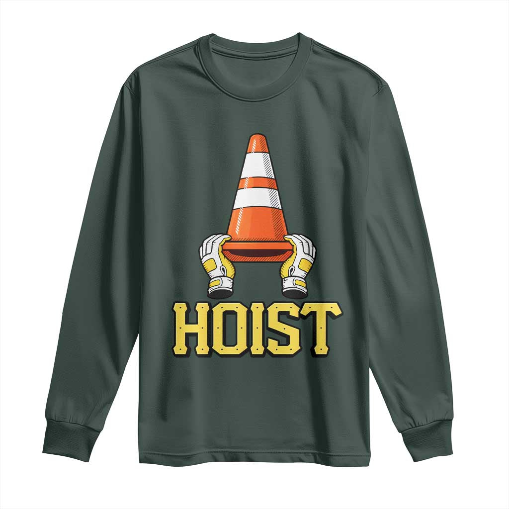 Funny Hoist The Cone Trophy Long Sleeve Shirt IYKYK Meme Sports Fan Victory Celebration TS02 Dark Forest Green Print Your Wear