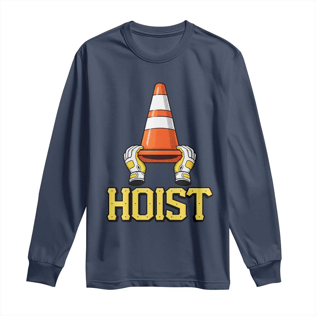 Funny Hoist The Cone Trophy Long Sleeve Shirt IYKYK Meme Sports Fan Victory Celebration TS02 Navy Print Your Wear