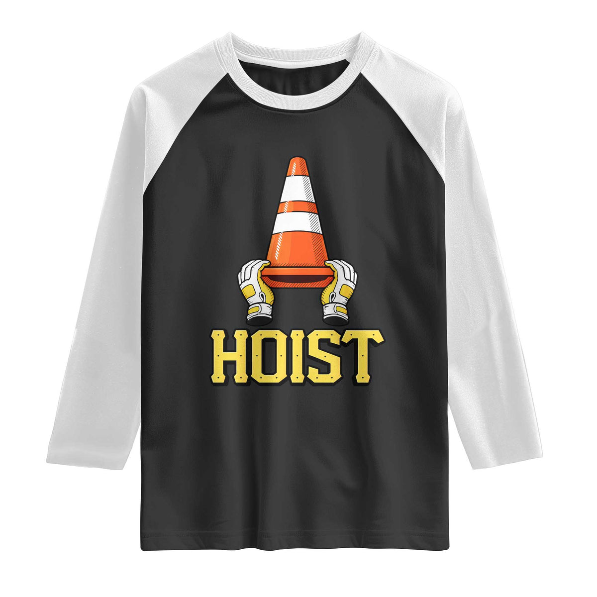 Funny Hoist The Cone Trophy Raglan Shirt IYKYK Meme Sports Fan Victory Celebration TS02 Black White Print Your Wear