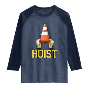 Funny Hoist The Cone Trophy Raglan Shirt IYKYK Meme Sports Fan Victory Celebration TS02 Heather Denim Navy Print Your Wear