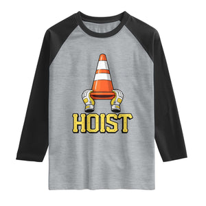 Funny Hoist The Cone Trophy Raglan Shirt IYKYK Meme Sports Fan Victory Celebration TS02 Heather Gray Black Print Your Wear