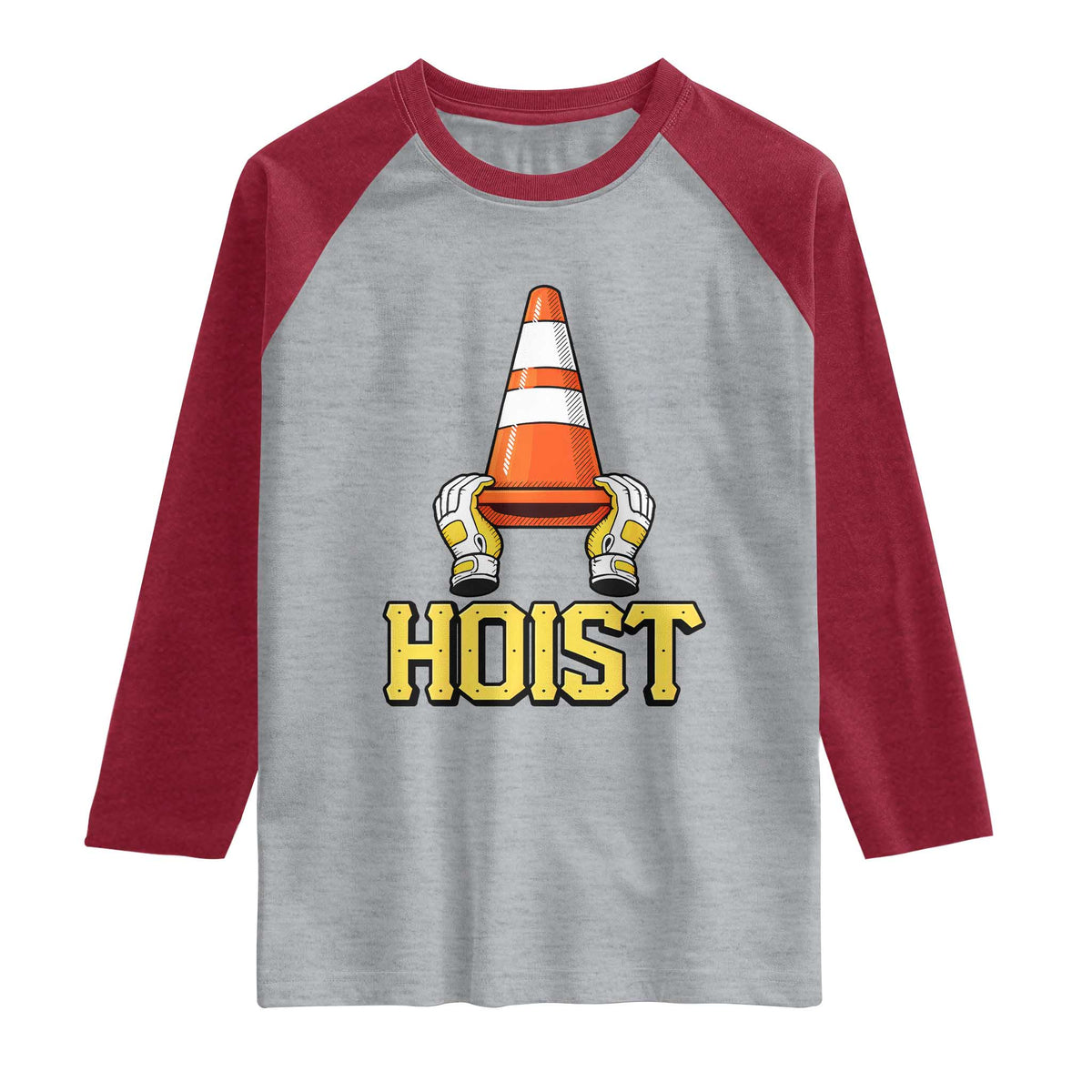 Funny Hoist The Cone Trophy Raglan Shirt IYKYK Meme Sports Fan Victory Celebration TS02 Heather Gray Heather Red Print Your Wear