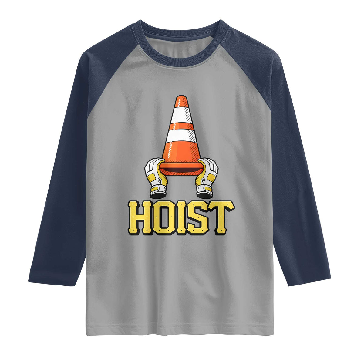 Funny Hoist The Cone Trophy Raglan Shirt IYKYK Meme Sports Fan Victory Celebration TS02 Sport Gray Navy Print Your Wear