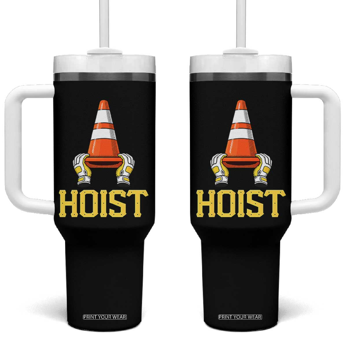 Funny Hoist The Cone Trophy Tumbler With Handle IYKYK Meme Sports Fan Victory Celebration TS02 One Size: 40 oz Black Print Your Wear