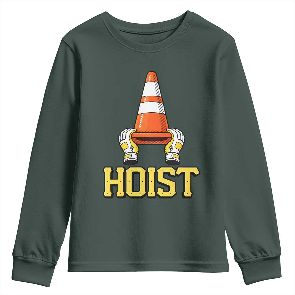 Funny Hoist The Cone Trophy Youth Sweatshirt IYKYK Meme Sports Fan Victory Celebration TS02 Dark Forest Green Print Your Wear