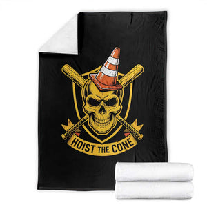 Funny Hoist The Cone Skull Throw Blanket IYKYK Meme Gritty Victory Celebration Sports Fan TS02 Black Print Your Wear