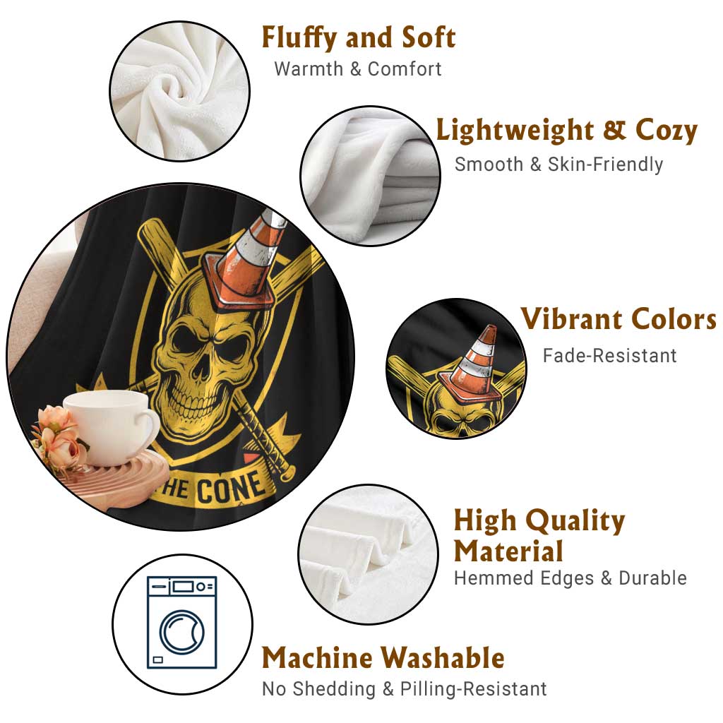 Funny Hoist The Cone Skull Throw Blanket IYKYK Meme Gritty Victory Celebration Sports Fan TS02 Print Your Wear