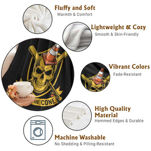 Funny Hoist The Cone Skull Throw Blanket IYKYK Meme Gritty Victory Celebration Sports Fan TS02 Print Your Wear