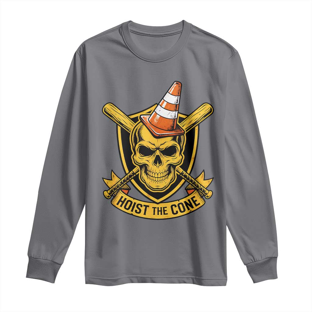 Funny Hoist The Cone Skull Long Sleeve Shirt IYKYK Meme Gritty Victory Celebration Sports Fan TS02 Charcoal Print Your Wear