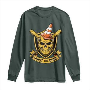 Funny Hoist The Cone Skull Long Sleeve Shirt IYKYK Meme Gritty Victory Celebration Sports Fan TS02 Dark Forest Green Print Your Wear