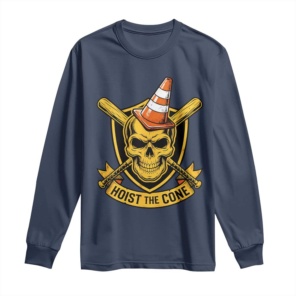 Funny Hoist The Cone Skull Long Sleeve Shirt IYKYK Meme Gritty Victory Celebration Sports Fan TS02 Navy Print Your Wear