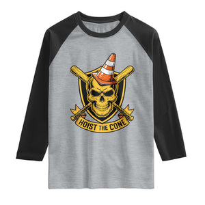 Funny Hoist The Cone Skull Raglan Shirt IYKYK Meme Gritty Victory Celebration Sports Fan TS02 Heather Gray Black Print Your Wear