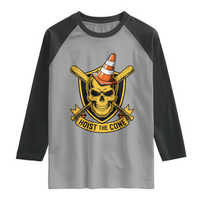 Funny Hoist The Cone Skull Raglan Shirt IYKYK Meme Gritty Victory Celebration Sports Fan TS02 Sport Gray Black Print Your Wear