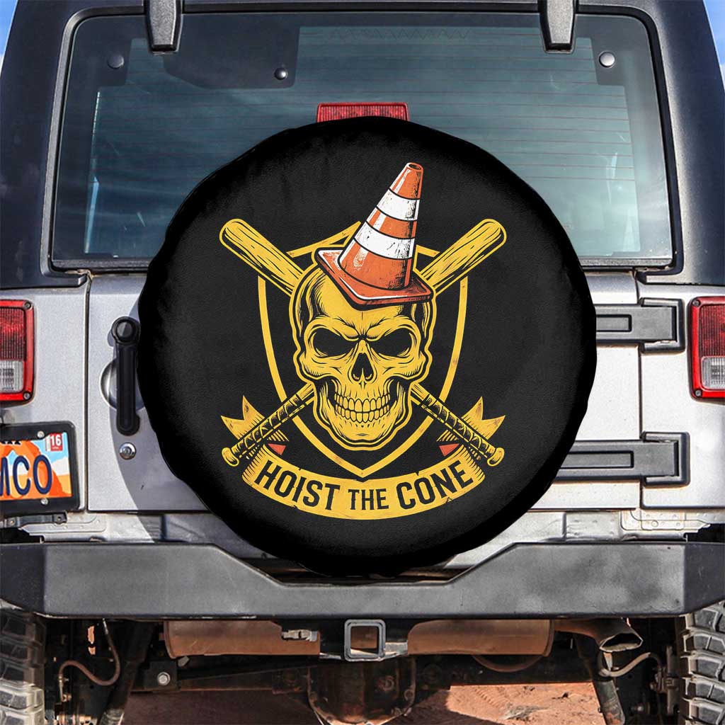 Funny Hoist The Cone Skull Spare Tire Cover IYKYK Meme Gritty Victory Celebration Sports Fan TS02 No hole Black Print Your Wear