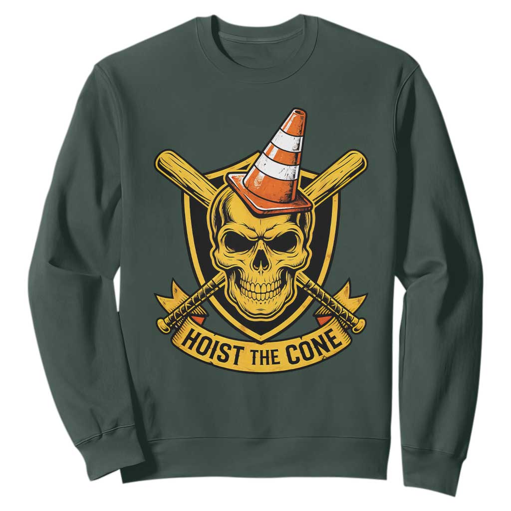 Funny Hoist The Cone Skull Sweatshirt IYKYK Meme Gritty Victory Celebration Sports Fan TS02 Dark Forest Green Print Your Wear
