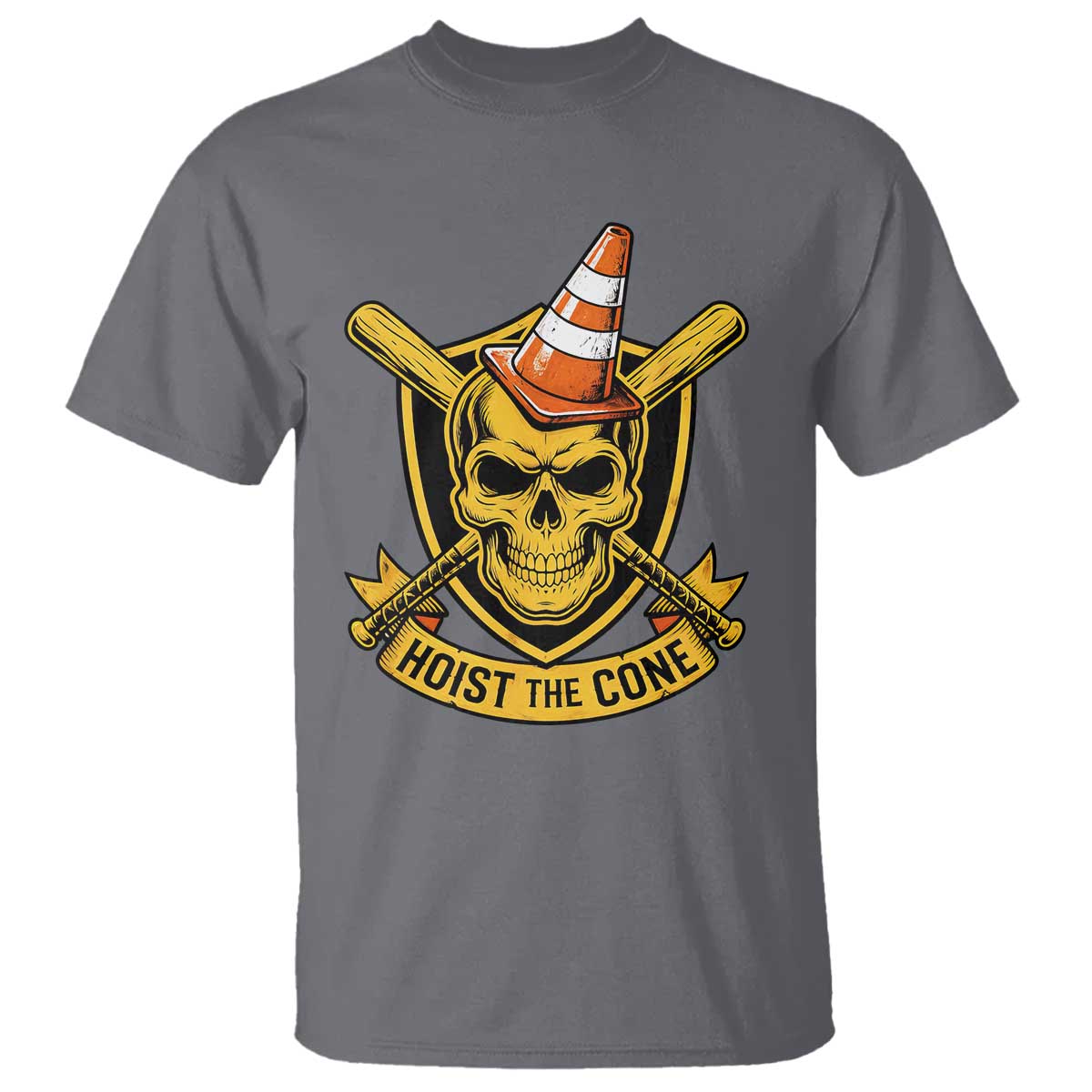 Funny Hoist The Cone Skull T Shirt IYKYK Meme Gritty Victory Celebration Sports Fan TS02 Charcoal Print Your Wear