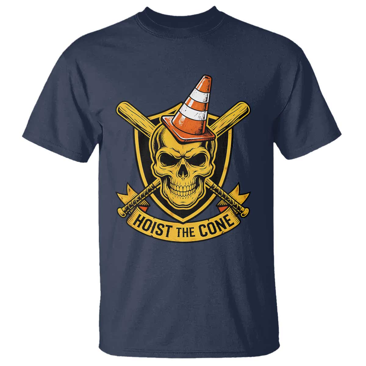 Funny Hoist The Cone Skull T Shirt IYKYK Meme Gritty Victory Celebration Sports Fan TS02 Navy Print Your Wear
