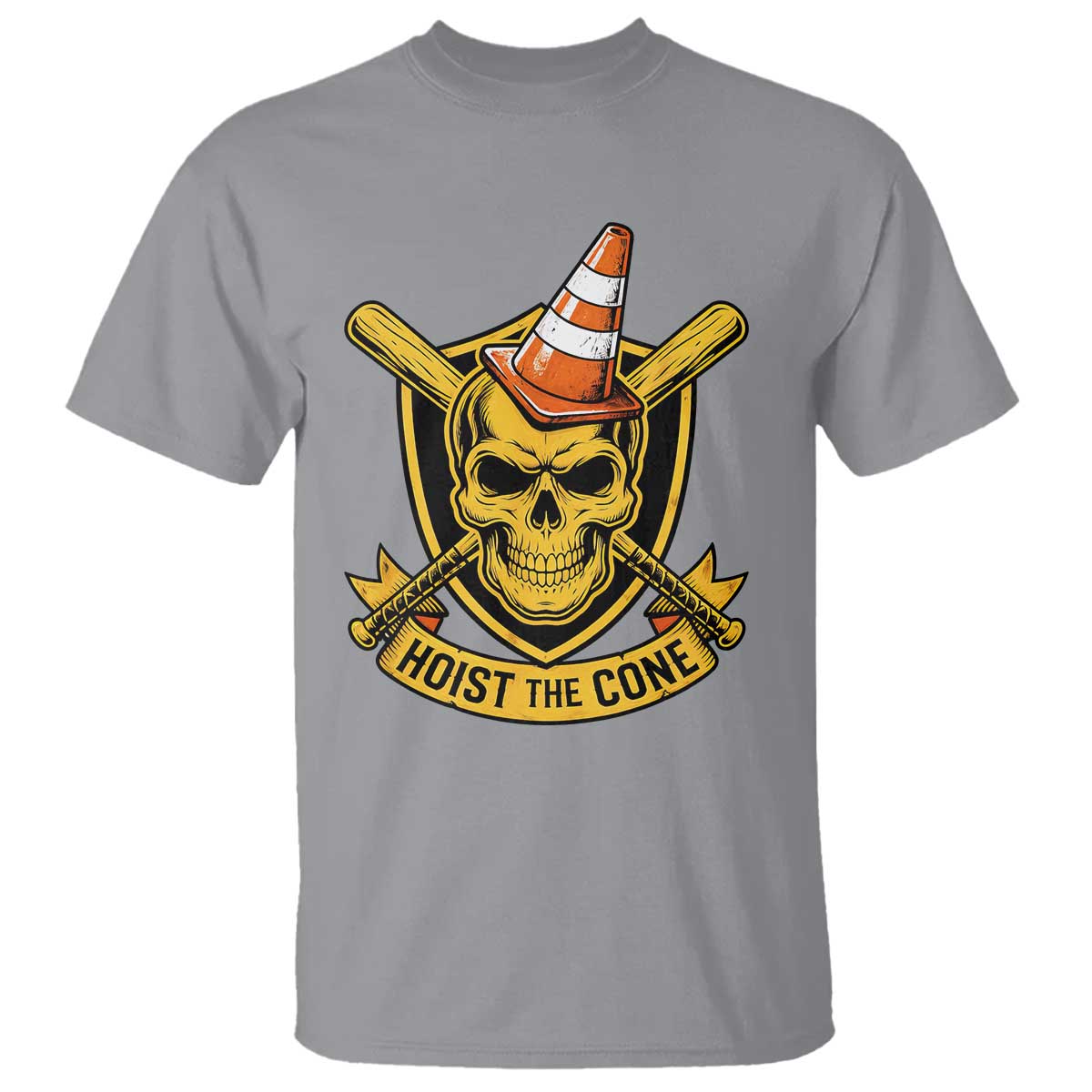 Funny Hoist The Cone Skull T Shirt IYKYK Meme Gritty Victory Celebration Sports Fan TS02 Sport Gray Print Your Wear