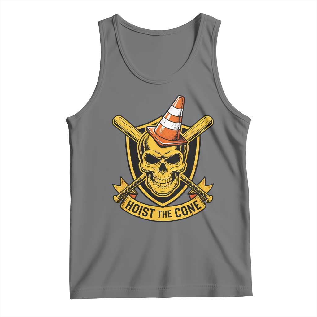 Funny Hoist The Cone Skull Tank Top IYKYK Meme Gritty Victory Celebration Sports Fan TS02 Black Heather Print Your Wear