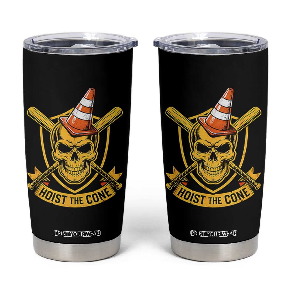 Funny Hoist The Cone Skull Tumbler Cup IYKYK Meme Gritty Victory Celebration Sports Fan TS02 Black Print Your Wear