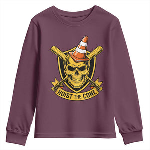 Funny Hoist The Cone Skull Youth Sweatshirt IYKYK Meme Gritty Victory Celebration Sports Fan TS02 Maroon Print Your Wear