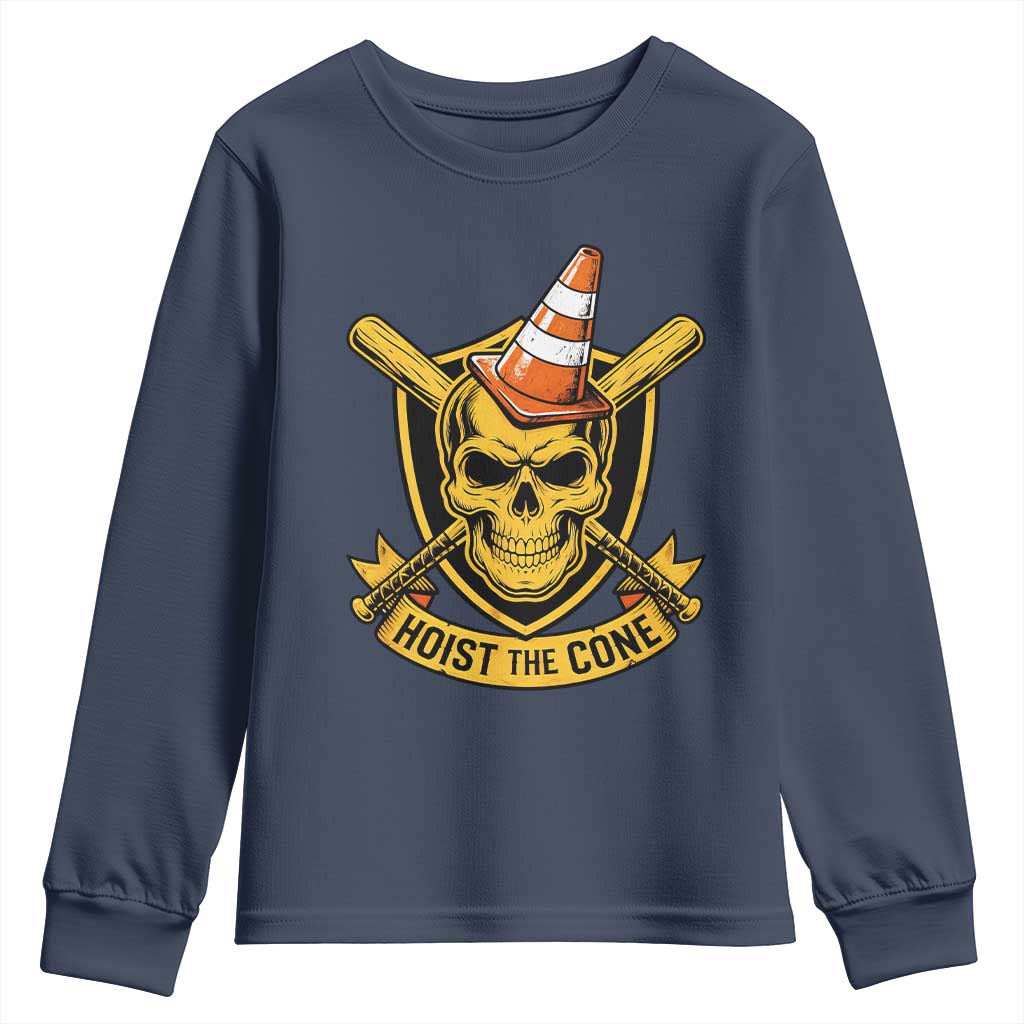Funny Hoist The Cone Skull Youth Sweatshirt IYKYK Meme Gritty Victory Celebration Sports Fan TS02 Navy Print Your Wear