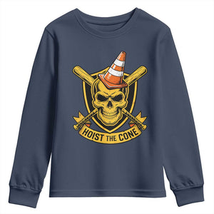 Funny Hoist The Cone Skull Youth Sweatshirt IYKYK Meme Gritty Victory Celebration Sports Fan TS02 Navy Print Your Wear