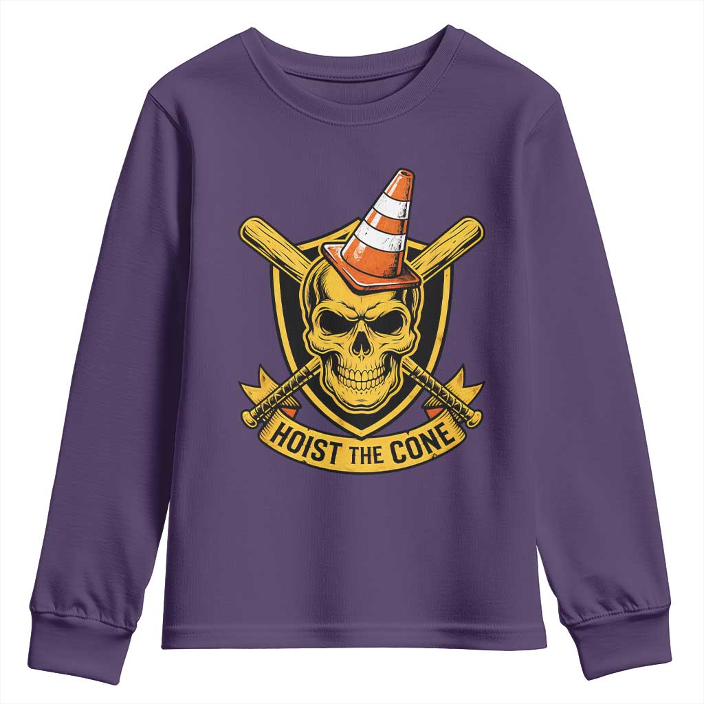 Funny Hoist The Cone Skull Youth Sweatshirt IYKYK Meme Gritty Victory Celebration Sports Fan TS02 Purple Print Your Wear