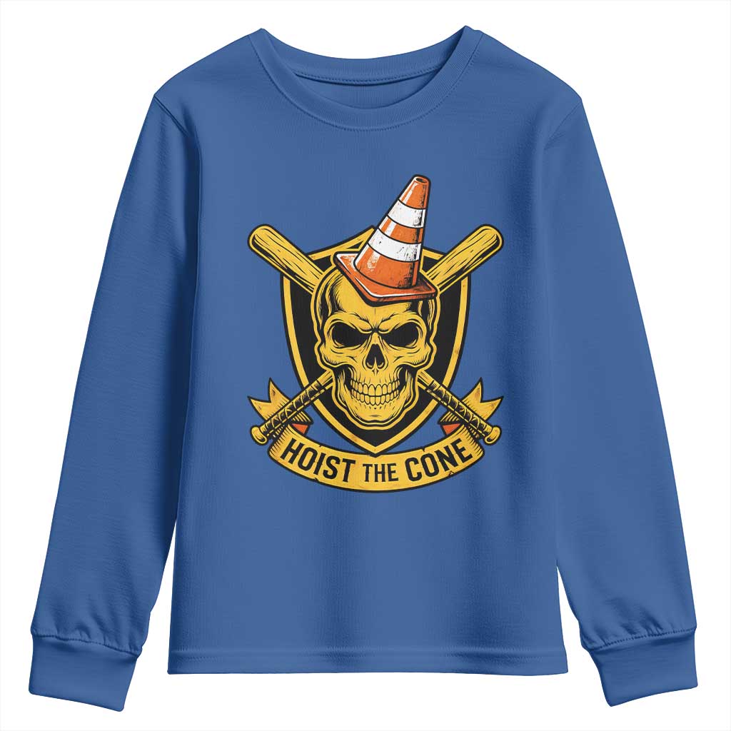 Funny Hoist The Cone Skull Youth Sweatshirt IYKYK Meme Gritty Victory Celebration Sports Fan TS02 Royal Blue Print Your Wear