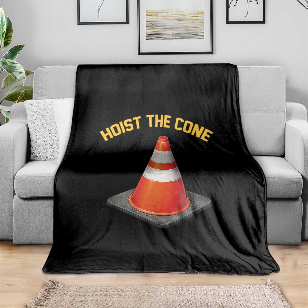 Vintage Hoist The Cone Victory Graphic Throw Blanket Funny Baseball Fan Pride Celebration IYKYK Meme TS02 Print Your Wear