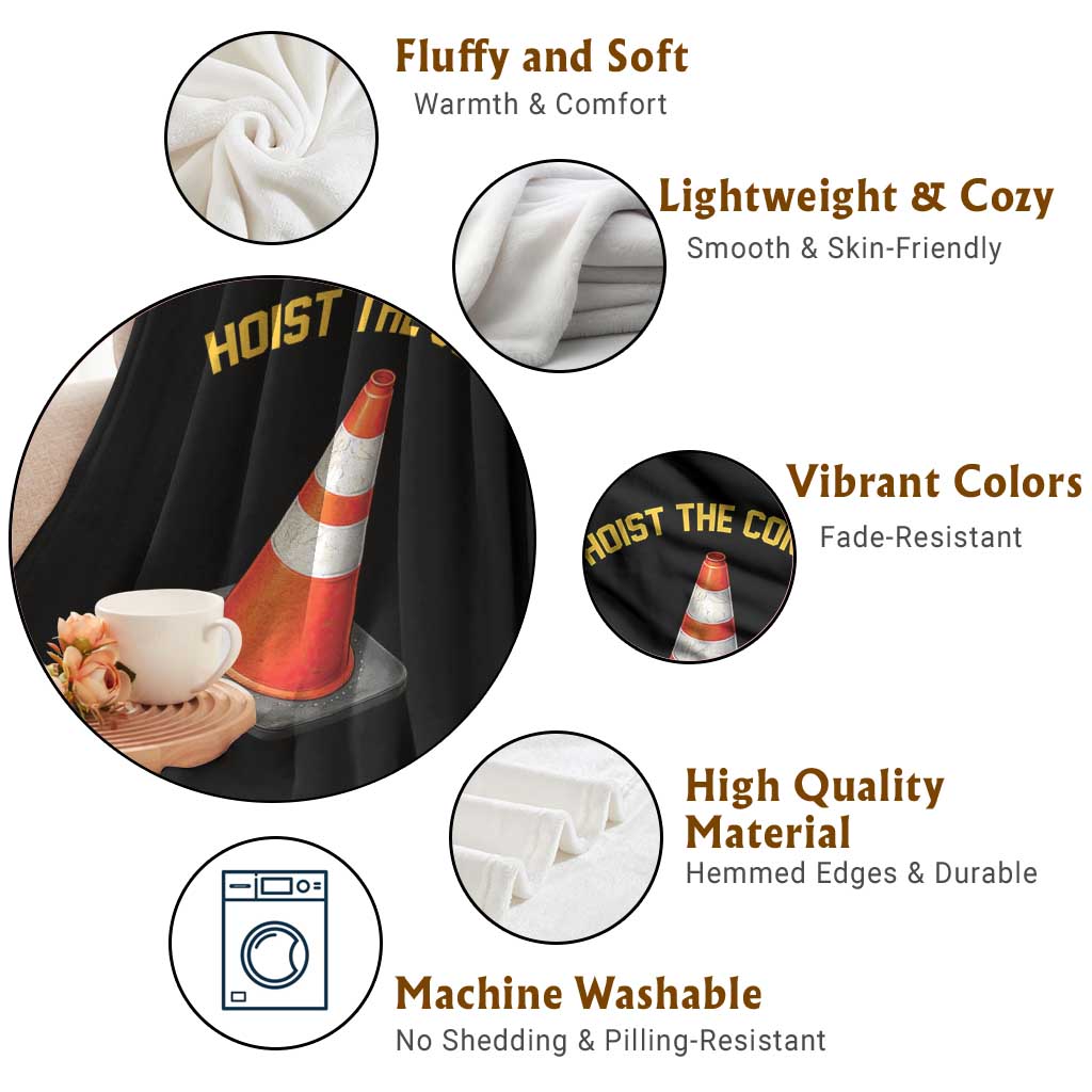 Vintage Hoist The Cone Victory Graphic Throw Blanket Funny Baseball Fan Pride Celebration IYKYK Meme TS02 Print Your Wear