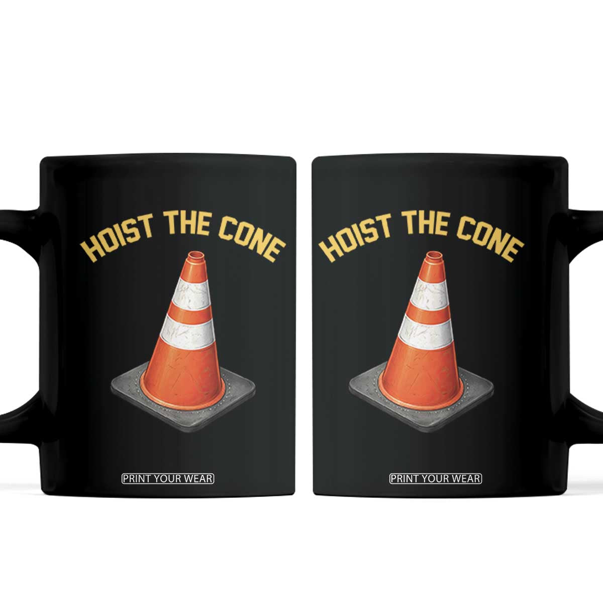 Vintage Hoist The Cone Victory Graphic Coffee Mug Funny Baseball Fan Pride Celebration IYKYK Meme TS02 Black Print Your Wear