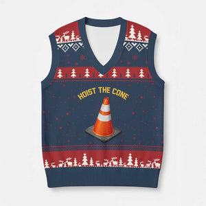 Vintage Hoist The Cone Victory Graphic V-Neck Knit Sweater Vest Funny Baseball Fan Pride Celebration IYKYK Meme TS02 Navy Red Print Your Wear