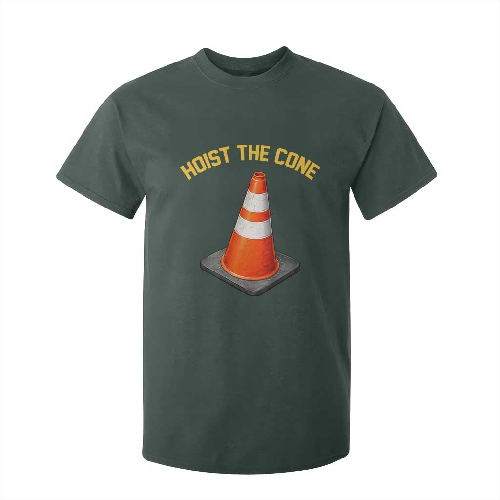 Vintage Hoist The Cone Victory Graphic T Shirt For Kid Funny Baseball Fan Pride Celebration IYKYK Meme TS02 Dark Forest Green Print Your Wear