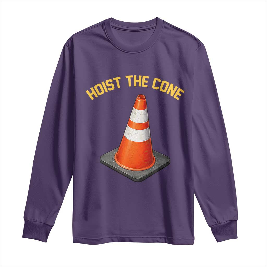 Vintage Hoist The Cone Victory Graphic Long Sleeve Shirt Funny Baseball Fan Pride Celebration IYKYK Meme TS02 Purple Print Your Wear