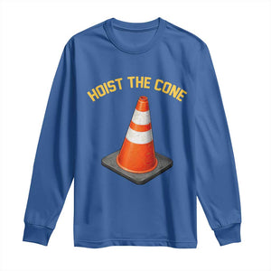 Vintage Hoist The Cone Victory Graphic Long Sleeve Shirt Funny Baseball Fan Pride Celebration IYKYK Meme TS02 Royal Blue Print Your Wear