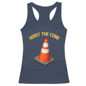 Vintage Hoist The Cone Victory Graphic Racerback Tank Top Funny Baseball Fan Pride Celebration IYKYK Meme TS02 Navy Print Your Wear