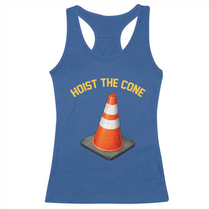 Vintage Hoist The Cone Victory Graphic Racerback Tank Top Funny Baseball Fan Pride Celebration IYKYK Meme TS02 Royal Blue Print Your Wear