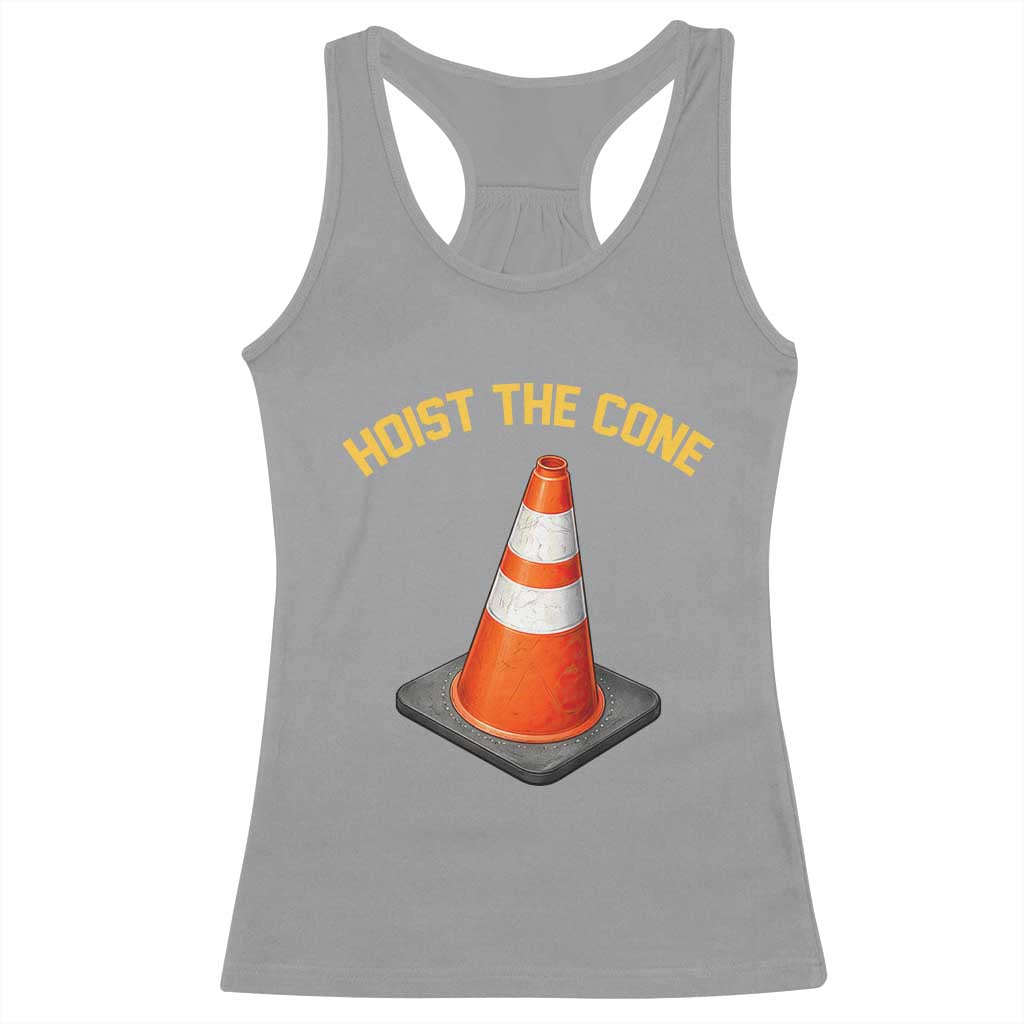 Vintage Hoist The Cone Victory Graphic Racerback Tank Top Funny Baseball Fan Pride Celebration IYKYK Meme TS02 Sport Gray Print Your Wear