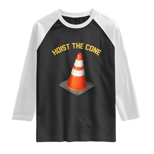 Vintage Hoist The Cone Victory Graphic Raglan Shirt Funny Baseball Fan Pride Celebration IYKYK Meme TS02 Black White Print Your Wear