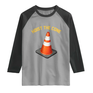 Vintage Hoist The Cone Victory Graphic Raglan Shirt Funny Baseball Fan Pride Celebration IYKYK Meme TS02 Sport Gray Black Print Your Wear
